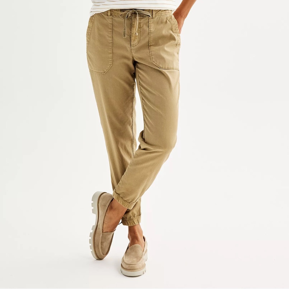 Women's Sonoma Camel Good for Life Zip Hem Core Utility Jogger Pants